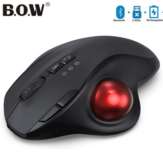 Bow เมาส์แทร็กบอลบลูทูธไร้สาย 2.4G 1600 DPI เมาส์แบบชาร์จ US…