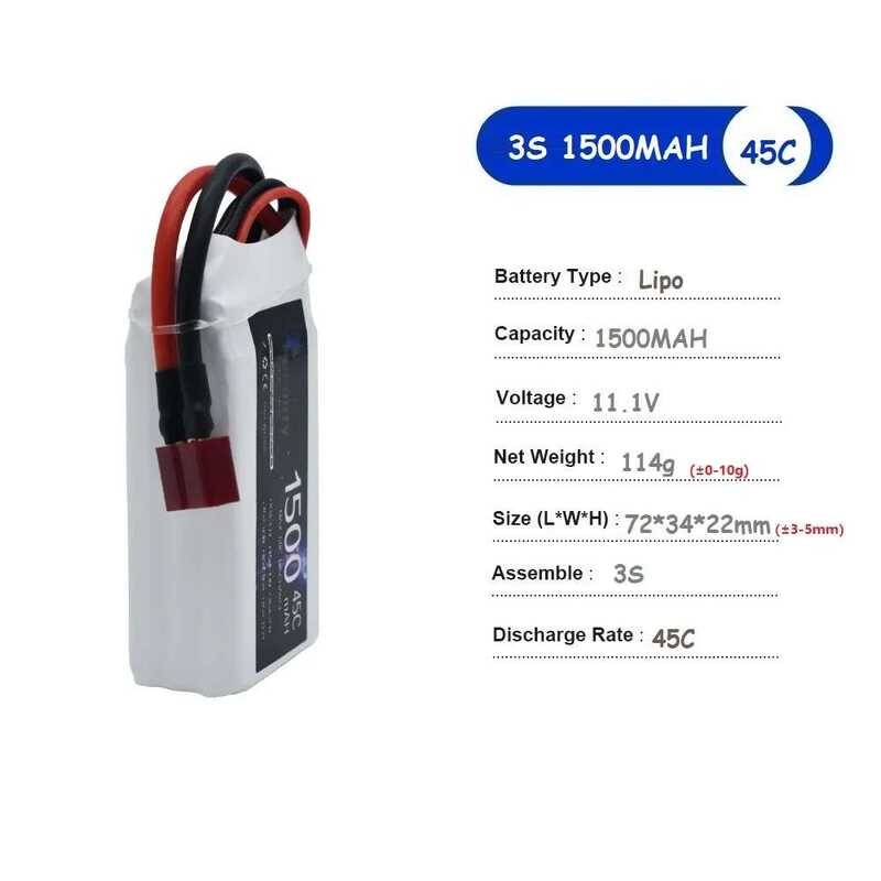 ❥ 11.1V Lipo แบตเตอรี่ 3S 1500Mah 1800Mah 2200Mah 2600Mah 3000Mah 3300Mah Deans T Connector Xt6