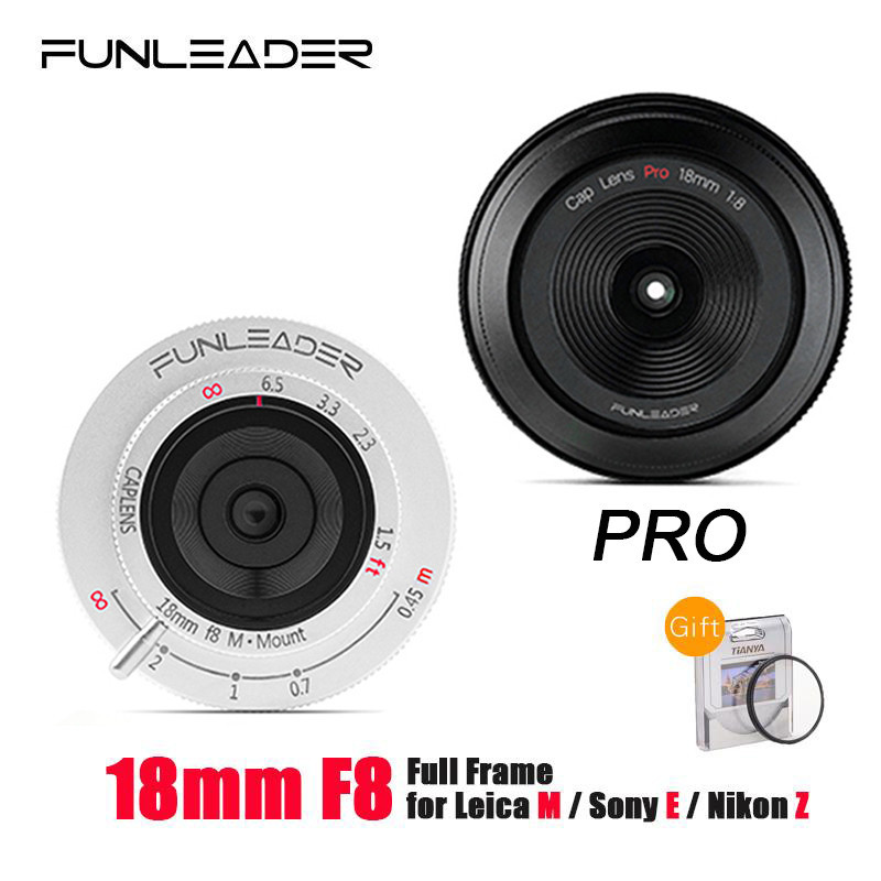 ใหม่ FUNLEADER เลนส์กล้อง โฟกัสแมนนวล ฟูลเฟรม 18 มม. F8.0 Pro สําหรับกล้อง Leica M Sony E Nikon Z Fuji XF สีดํา สีเงิน