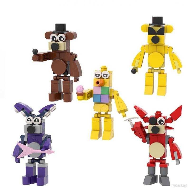 5Pcs FNAF Building Blocks Freddy Bonnie Chica Foxy Model Toys For Kids Gifts Collections Five Night