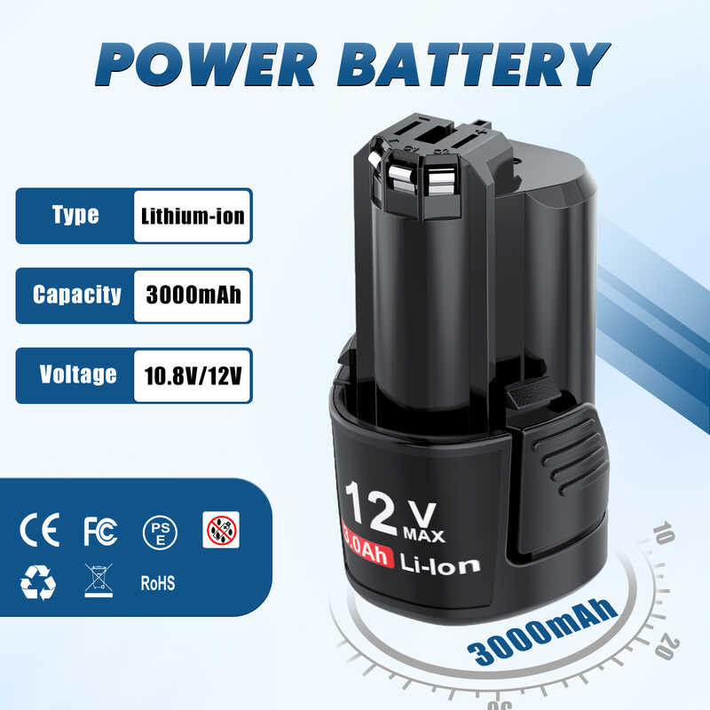 ♎ BOSCH แบตเตอรี่แบบชาร์จไฟได้ 10.8V / 12V 3000Mah Li-Ion Battery สำหร