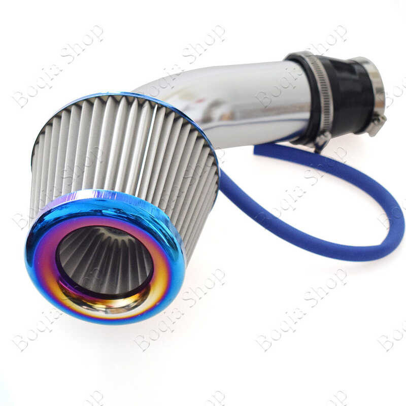 ❤ 76Mm 3 Inch Universal Car Cold Stainless Steel Burnt Blue Air Intake Filter + Aluminum Inductio