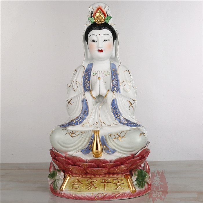 Watercolor ceramic palm shaped Guanyin ceramic Buddha statue crafts Guanyin Buddha statue ornaments TC-C23