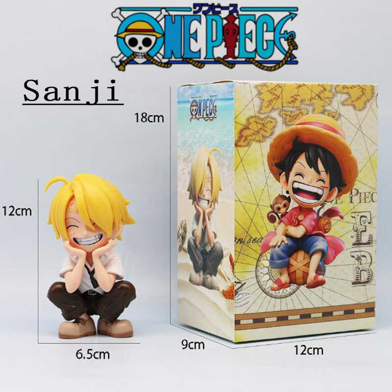 ♎ 13 ซม. One Piece Anime Character นั่งหัวเราะ Lufly Action Figure Kawaii Sanjizoro