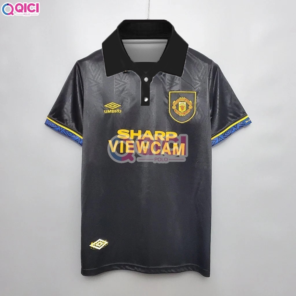 "bluu พร้อมส่งจากไท เสื้อบอลวินเทจ แมนยู เยือน กังฟู สีดำ แขนสั้น/ยาว ปี 1993/94 Retro Man U Away Jersey เกรดดีที่สุด "