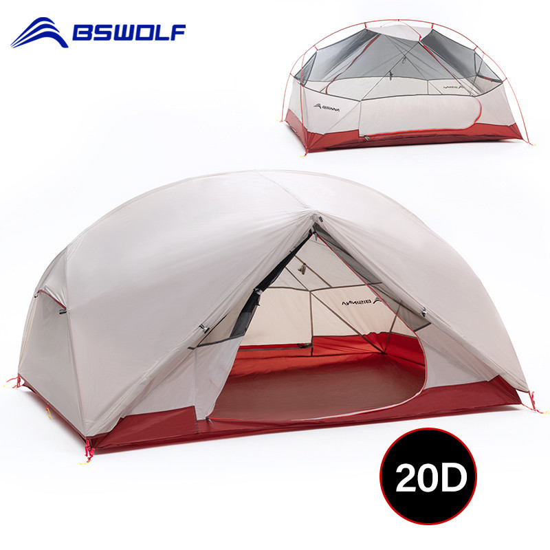 BSWolf 2 Persons Camping Tent Ultralight 20D 380T Nylon Double Layer Waterproof Backpacking Tent for