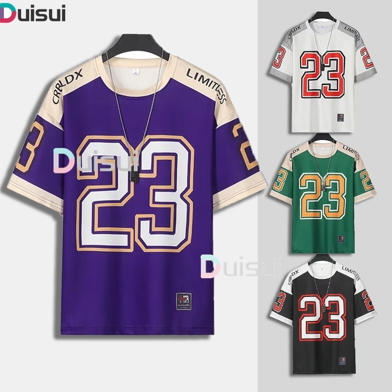 【Free Custom Name & Number】เสื้อยืดกีฬาแขนสั้น สีม่วง ผ้าเรยอน ไซส์ใหญ่ สไตล์อเมริกัน สตรีท สําหรับผู้ชาย