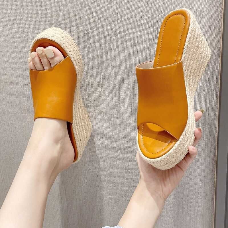 platform Dropship espadrille wedges mules 2023 summer fashion women beach shoes sandals