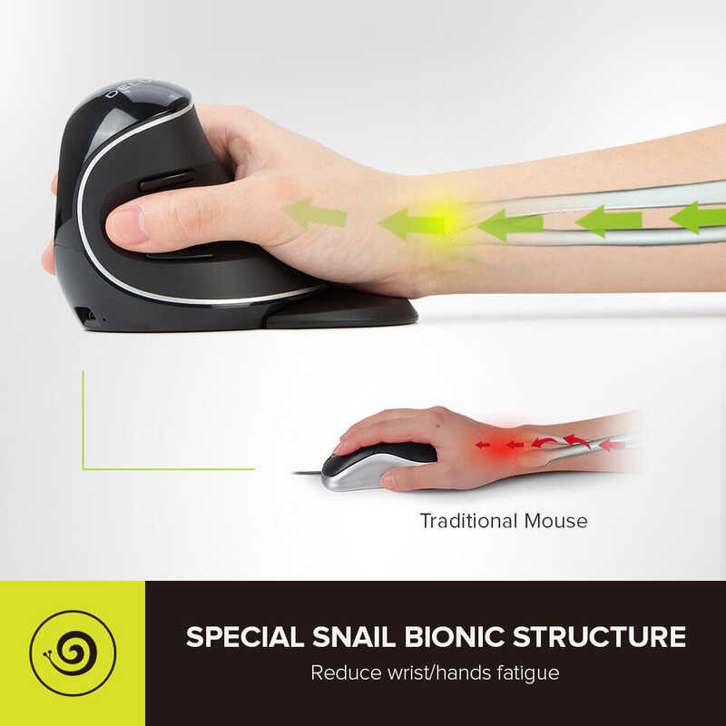 M618PD Wireless DELUX Vertical Mouse Bluetooth Ergonomic Rechargeable MAX 4000 DPI Removable Palm R