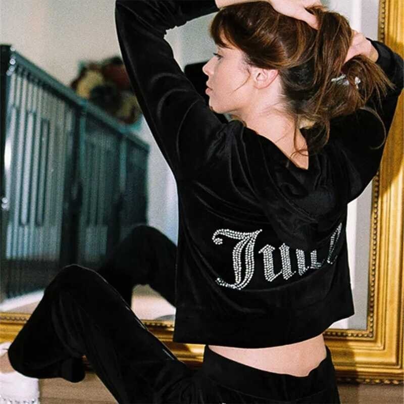 ❤ Women 2 Piece Outfits Velour Tracksuit For Veet Jogging Workout Sets Long Sleeve Y2k Retro