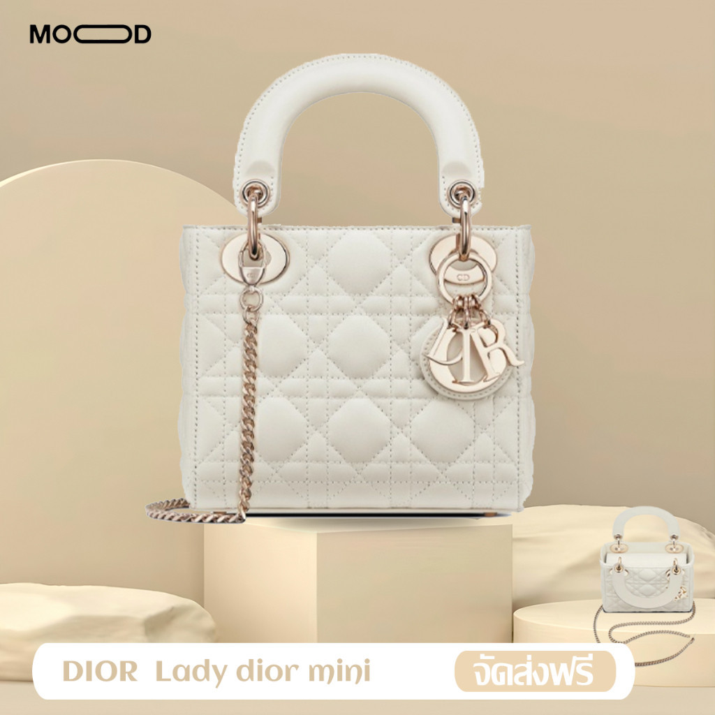 Dior  Dior Bag Lady mini Cream white Crossbody bag Dior กระเป๋า