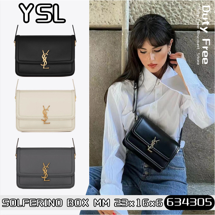 YSL Saint Laurent/SOLFERINO BOX MM Crossbody Bags แซงต์โลร็องต์กระเป๋าสะพายหนังวัว/Same style for m