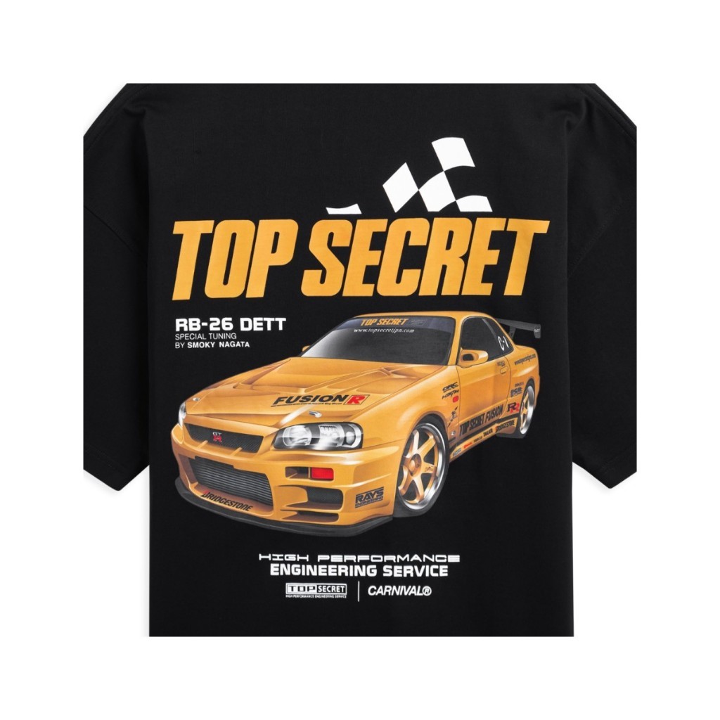 ♞เสื้อยืด CARNIVAL X TOP SECRET R34 GTR OVS T-SHIRT พร้อมส่ง LZ