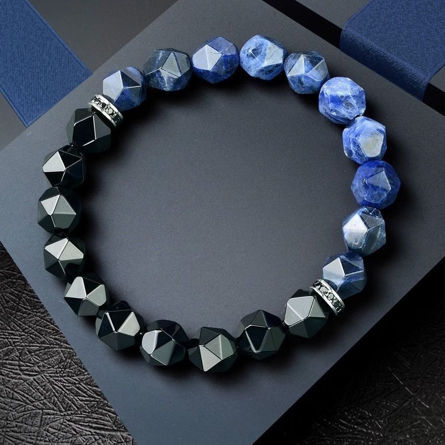 ♞,♘Poseidon Blue Pattern Bracelet Men's Ins Fashion Diamond Bracelet