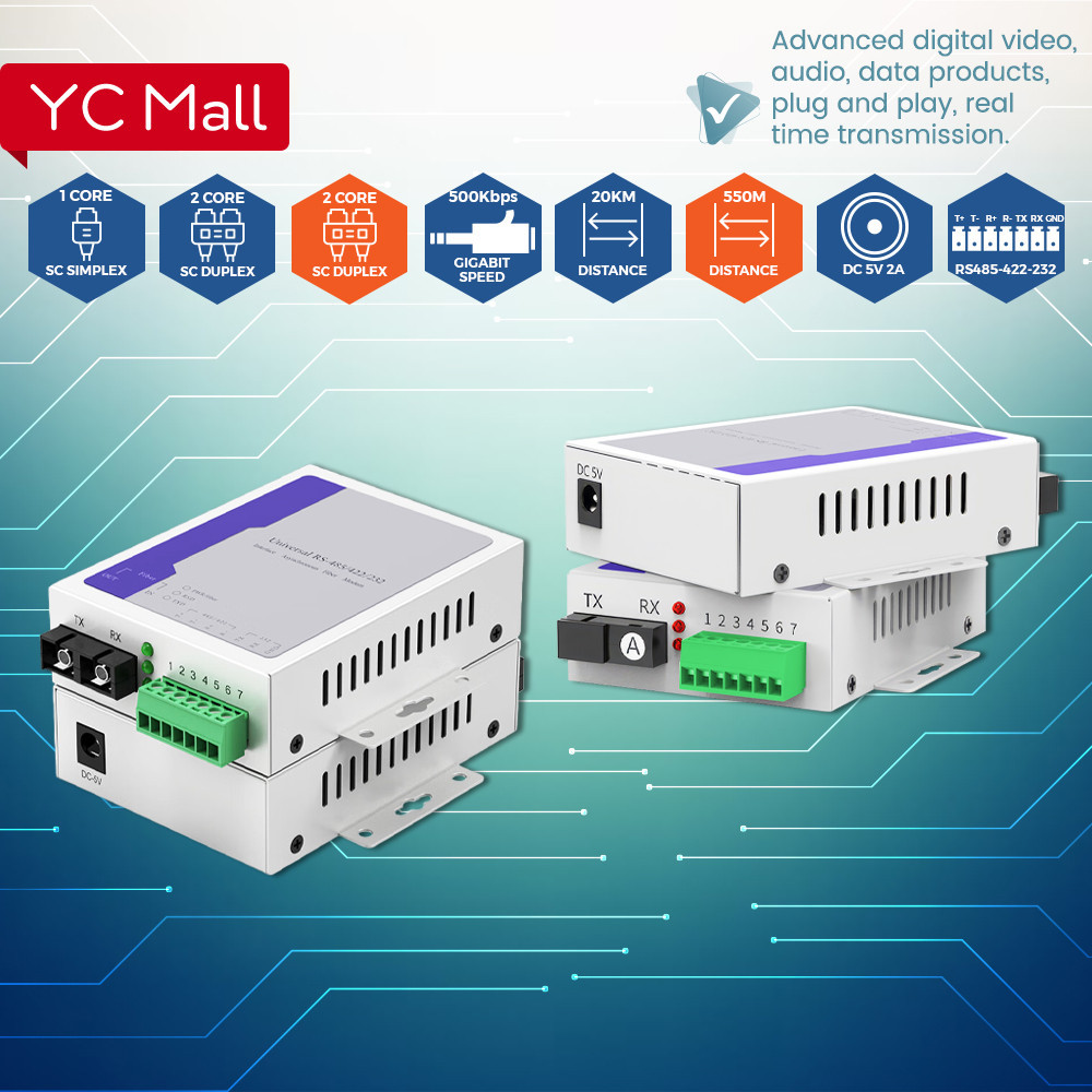 Sc Singlemode Multimode Simplex Duplex Fiber To RS485/422/232 Media Converter พร้อมคู่