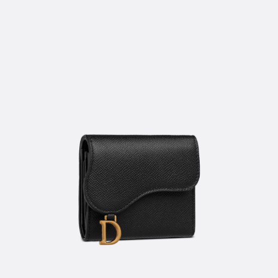 [PRE-OREDR] Dior กระเป๋าสตางค์ ใบบัว ใบอานม้า - ผิวน่อง สีดํา