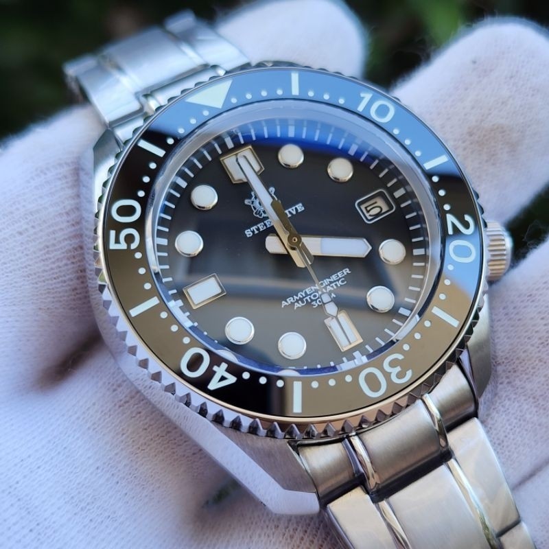 ♞,♘,♙มสต็อกในประเทศไทย SteelDive 1968 Professional diver automatic Seiko's NH35 watch, 300m waterpr