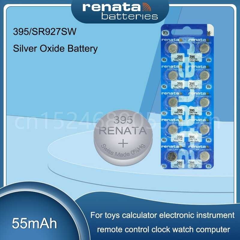 แบตเตอรี่ Renata Sr927sw 395 1.55V แบบดั้งเดิมแบตเตอรี่ออกไซด์สีเงินสำหรับนาฬิกา Ag7 Lr927 Lr57 Sp39