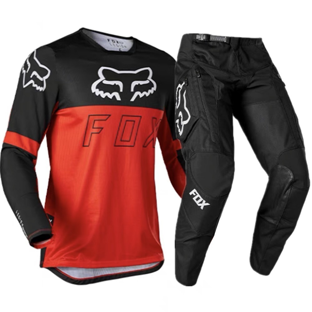 Fox 2023 ชุดเสื้อแขนสั้น กางเกงขายาว 180 360 MX Combo Moto Enduro ATV สีดํา แดง สําหรับผู้ชาย ผู้ให