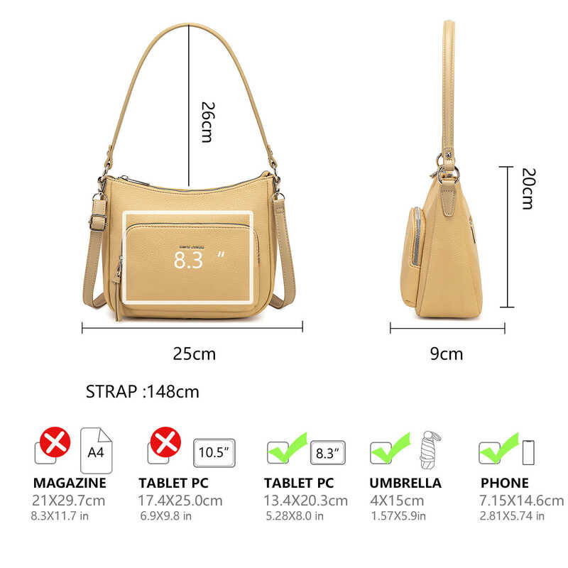 ❤ David Jones Paris Women Pu Leather Female Crossbody Small Lady Shoulder Bag