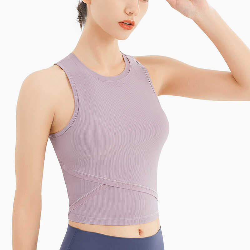 Hoppe Fumeng Padded Yoga Fashion Sports Tank Rib Breathable Vest (Black/Lotus Root Starch/Water Mis