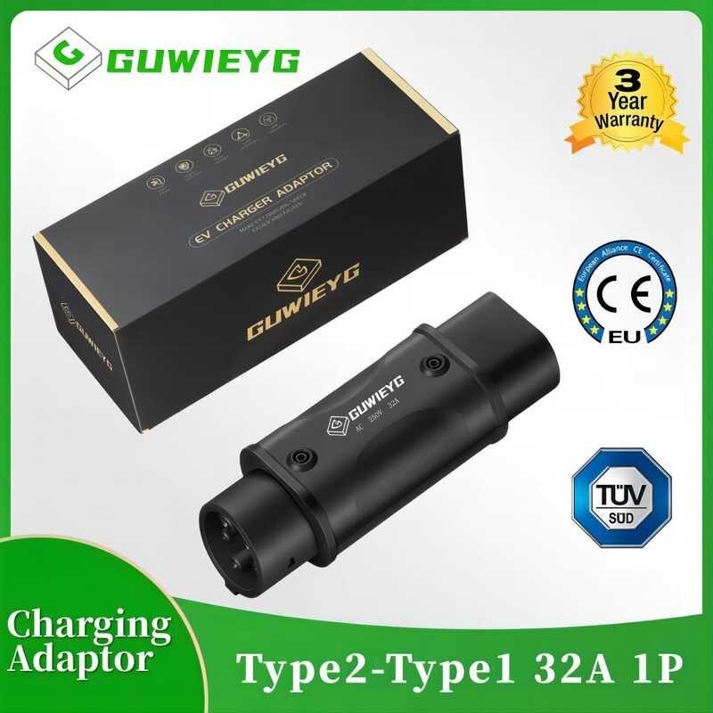 ❤ GUWIEYG EVSE Adaptor 1 Adapter Convertor SAE J1772 To Tesla EV Charger Connector For Type 2 GBT