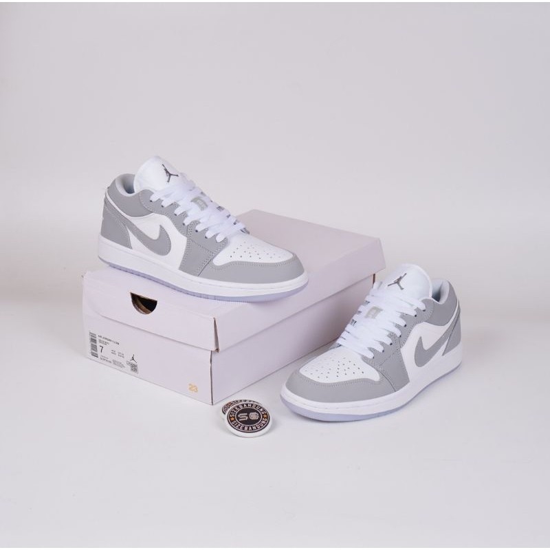 Sepatu Nike Jordan 1 Low White Wolf Grey
