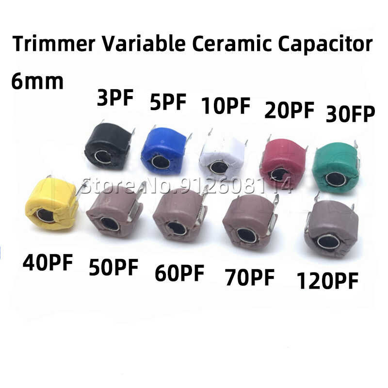 10ชิ้น/ล็อต6มม.Trimmer Variable Capacitor เซรามิคชุด Jml06 3Pf 5Pf 10Pf 20Pf 30Pf 40Pf 50Pf 60Pf 70P