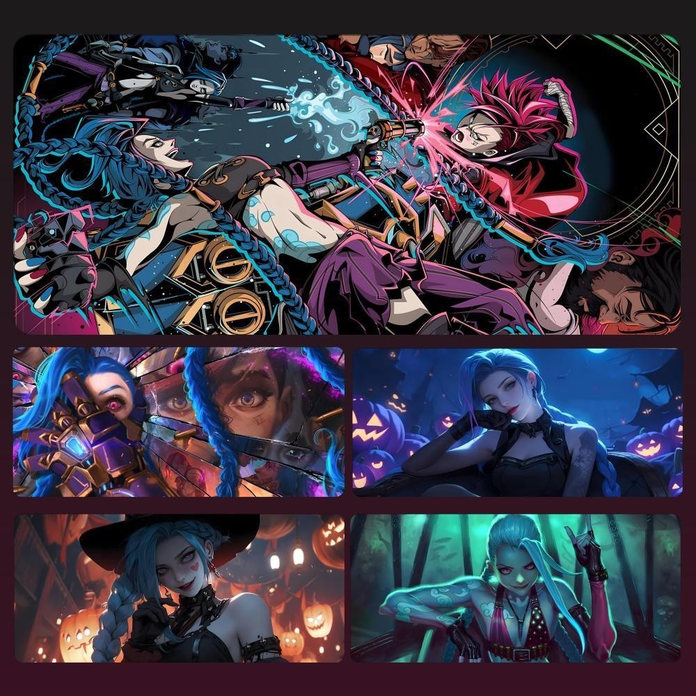 คุณภาพสูง League Of Legends Jinx Mousepad อะนิเมะเมาส์ Pad Gamer โต๊ะ Gaming แล็ปท็อป PC Gamer อุปกรณ์เสริมเม้าส์คีย์บอร์ด