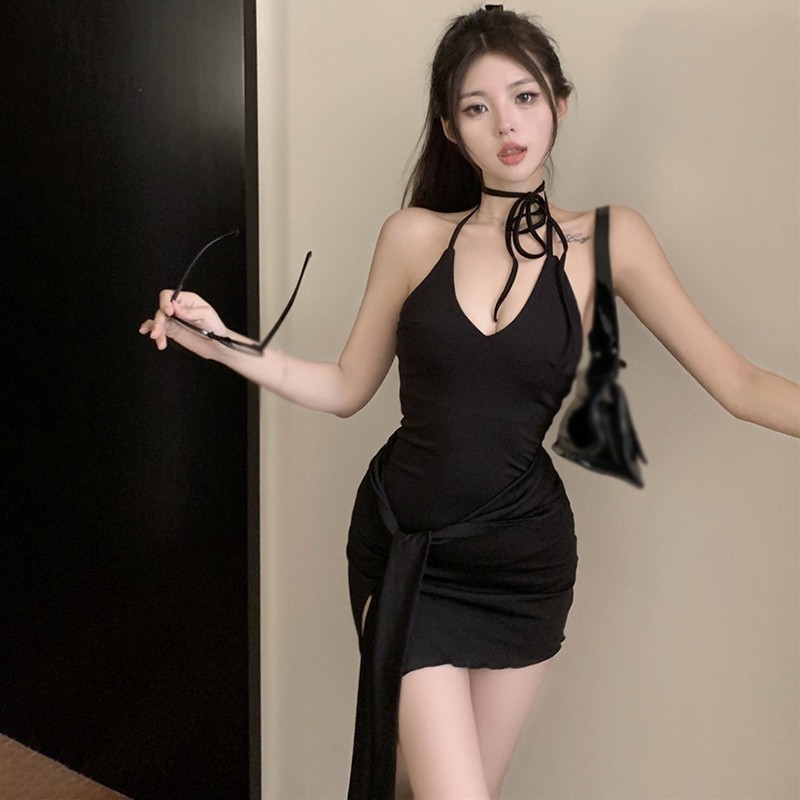 bananashop  ♞,♘,♙ชุดเดรสแขนกุดแบบเข้ารูปสไตล์เกาหลีเซ็กซี่สําหรับผู้หญิง