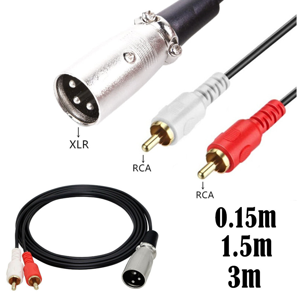 R RCA Cable Audio Cable 2RCA ถึง XLR Canon Male/Male Double Lotus to Canon Audio Cable 0.3/1.5/3m
