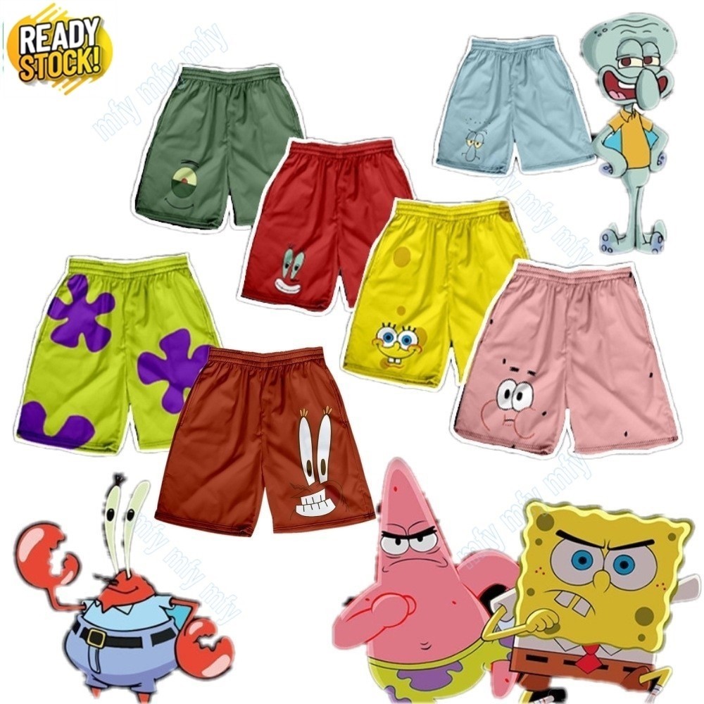 ใหม ่ SpongeBob / Squidward Tentacles / กัปตัน Eugene Krabs / Plankton / Patrick Star พิมพ ์ กางเกงขาสั ้ นลําลองกางเกงชายหาด