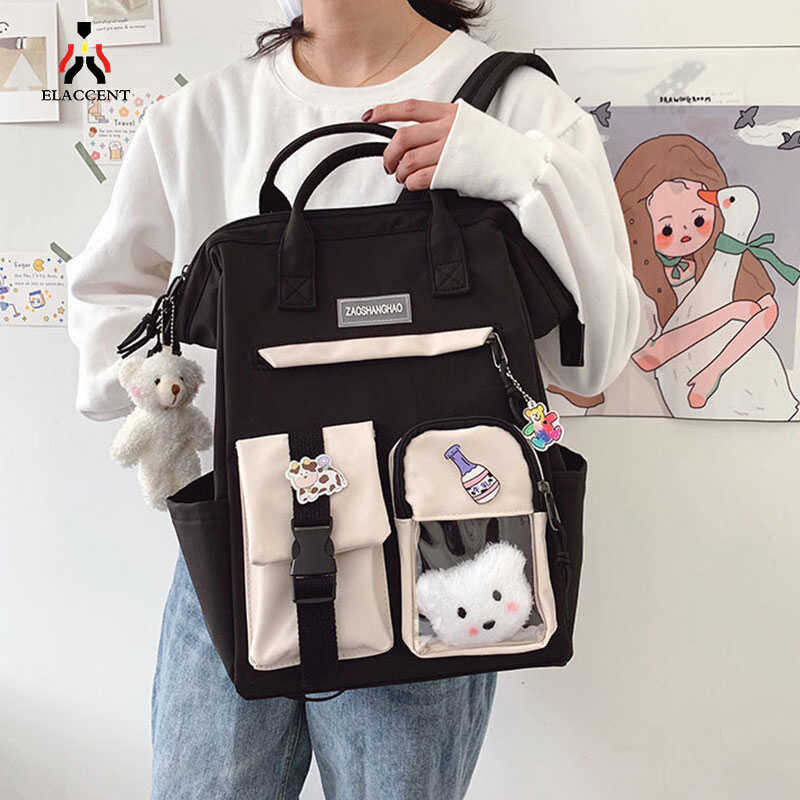 ELACCENT School Bag Middle School Student School Bag Women Bag Backpack Female Japan Female School