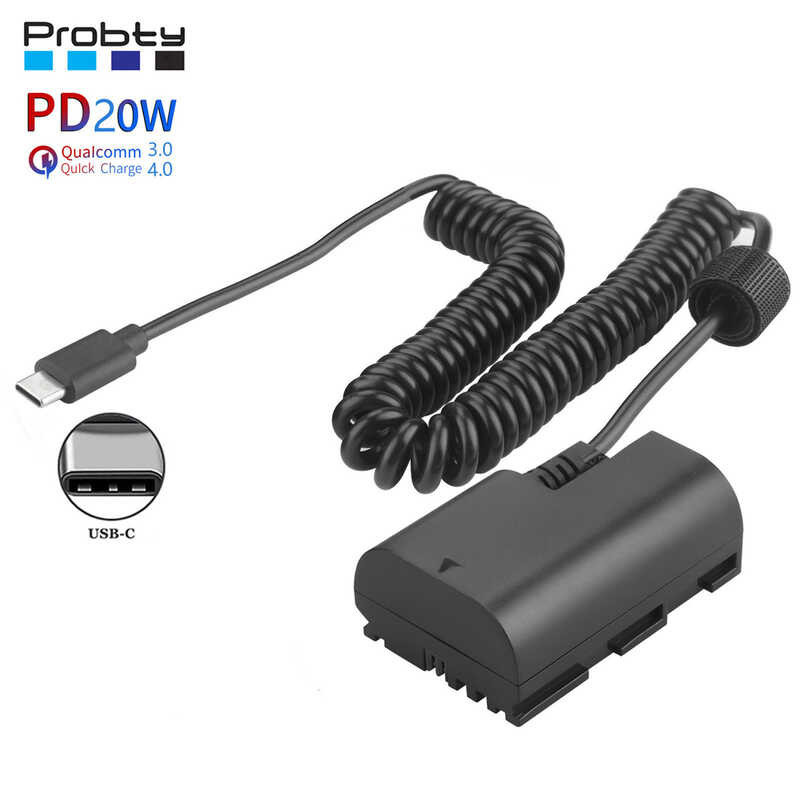 Usb-C ➧ ถึง Lp-E6nh Lpe6nh อะแดปเตอร์แบตเตอรี่เสมือนจริงสำหร ➧