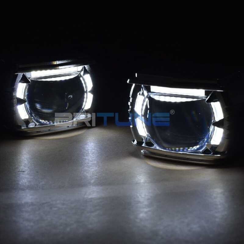❤ 34W Motorcycle Lens High Beam Projector LED Turn Signal Angel Eyes White Yellow Lights H1 H7 90
