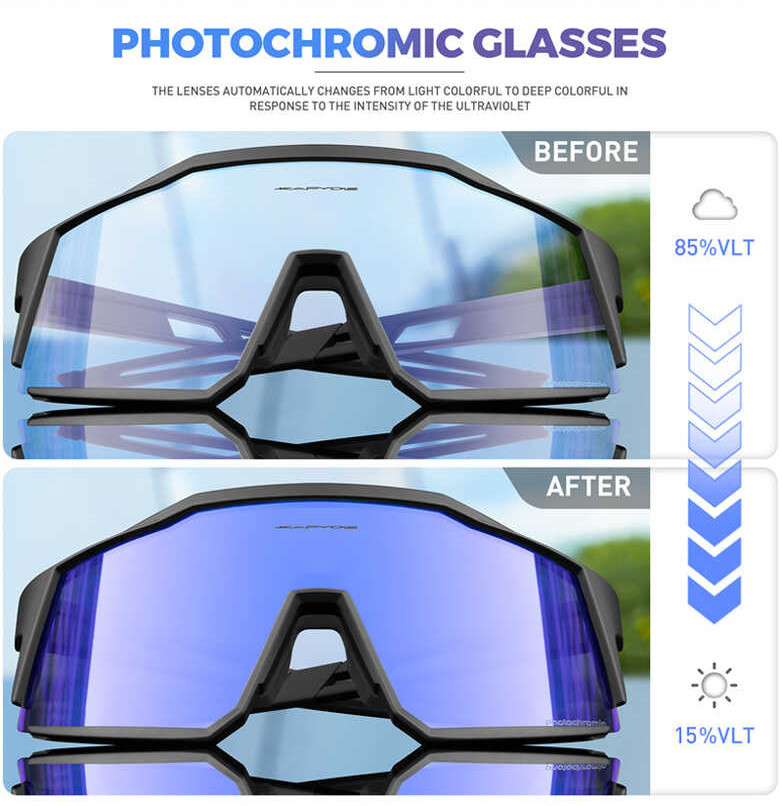 photochromic cycling kapvoe glasses UV400 outdoor sports bicycle men and women mountain bike riding 