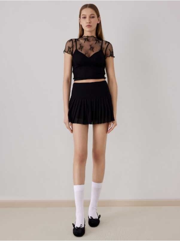 Cider เสื้อสายเดี่ยวผู้หญิง เสื้อสั้นผ้าซีทรู เสื้