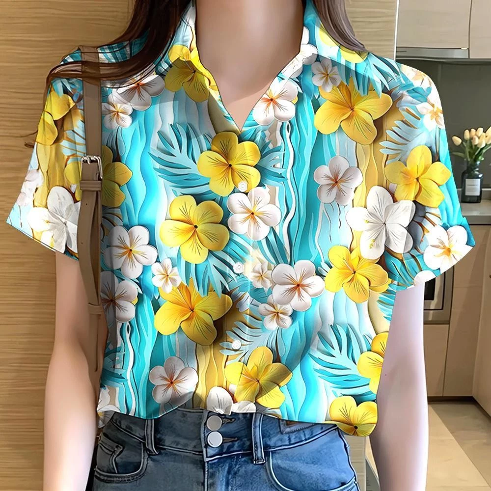 เสื้อลายดอกผู้หญิง ลายรุ้งกราฟฟิตี้ แขนสั้น ไซส์ใหญ่ thumbnail 5
