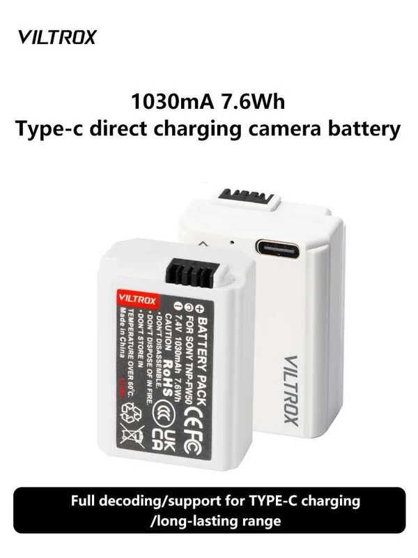 ❤️ Viltrox แบตเตอรี่กล้อง P-Fw50สำหรับ Sony A5100 A6500 A6400 A6300 A7 A7m2 Zev10 Rx10 A33 A55