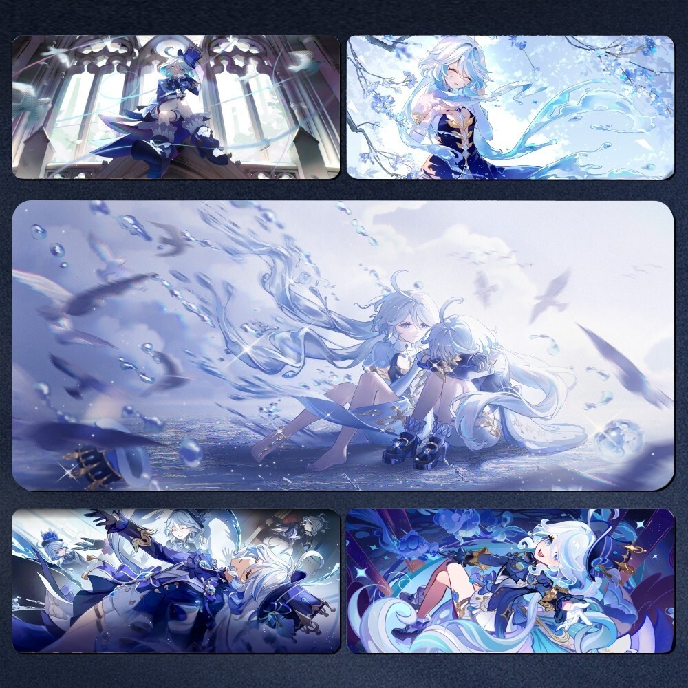 Genshin Impact Focalors Furina Mousepad แผ่นรองเมาส์สําหรับเล่นเกมขนาดใหญ่ LockEdge หนาแป้นพิมพ์คอมพิวเตอร์โต๊ะโต๊ะ