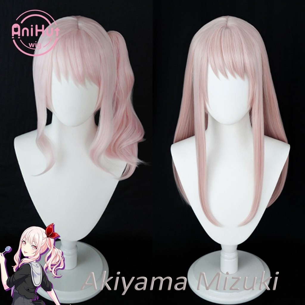 【AniHut】Akiyama Mizuki Cosplay Wig two ver Project SEKAI COLORFUL STAGE! Curly Pink Heat Resistant