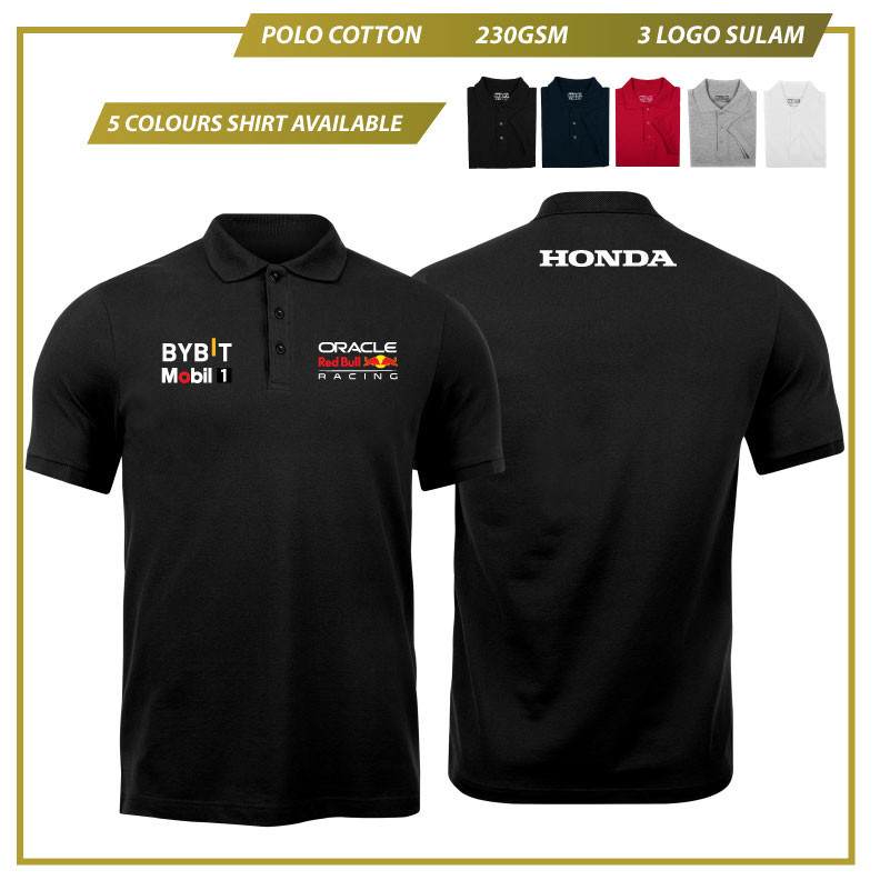 Polo Tee เสื้อผ้าฝ้าย Honda Racing Red Bull Team Superbike WSBK Motor Premium Design Fashion Lelaki 