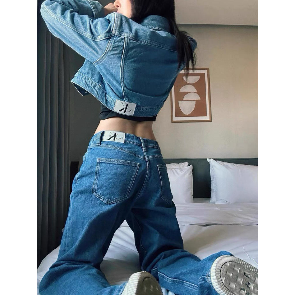 Calvin Klein Jennie กางเกงยีนขายาว เอวสูง ทรงตรง สไตล์เดียวกัน สําหรับสตรี 90s