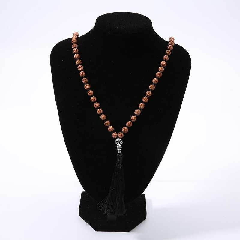 Δ 108 Malaลูกปัดrudrakshaอัญมณีหินสมาธิโยคะเครื่องประดับknott