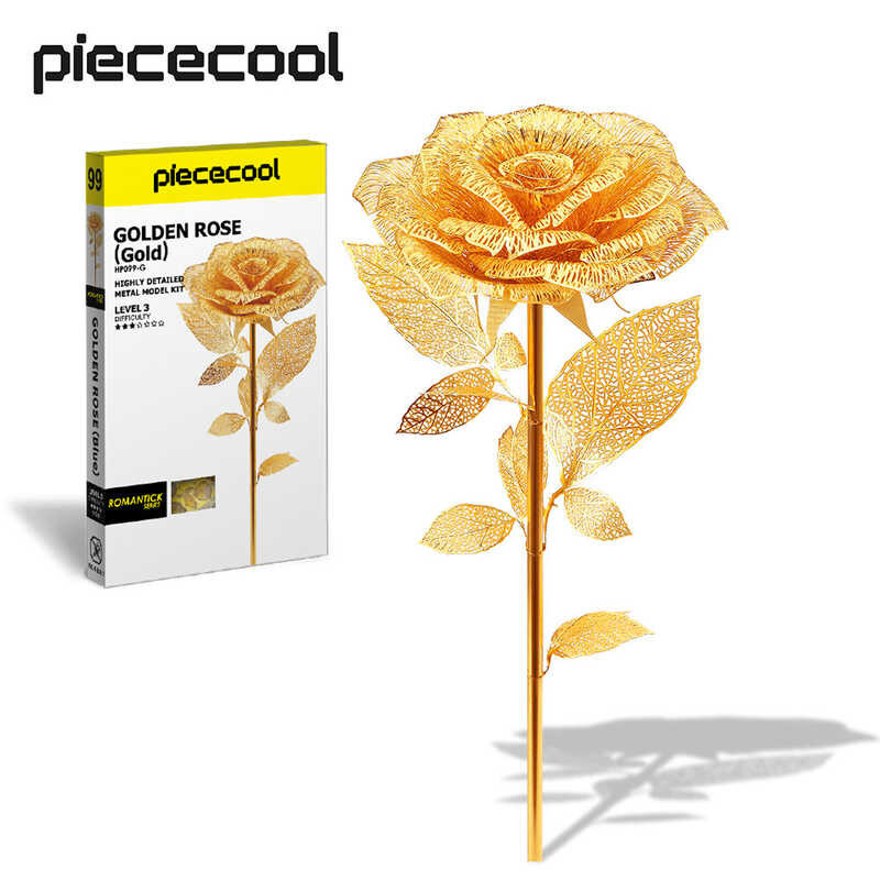 Rose Piececool Puzzles Flower Model Kits, Artificial Flowers Metal Building Blocks DIY 3D Puzzle Bi 