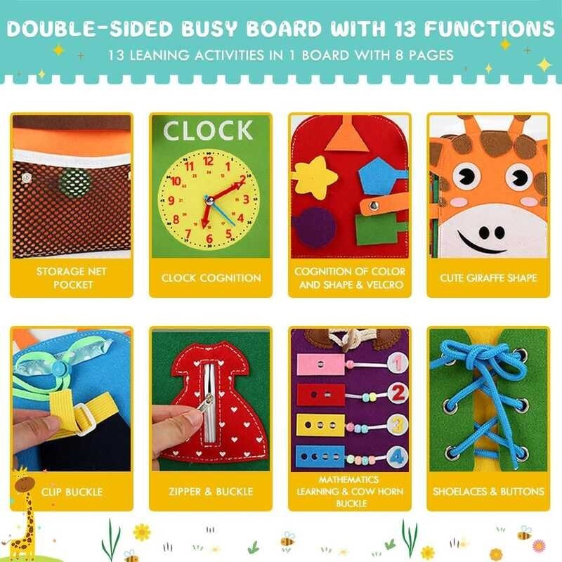 Board Busy Montessori 1 Year Old, Sensory Educational Toy Toddlers, Travel Toys Plane Car,Engaging  