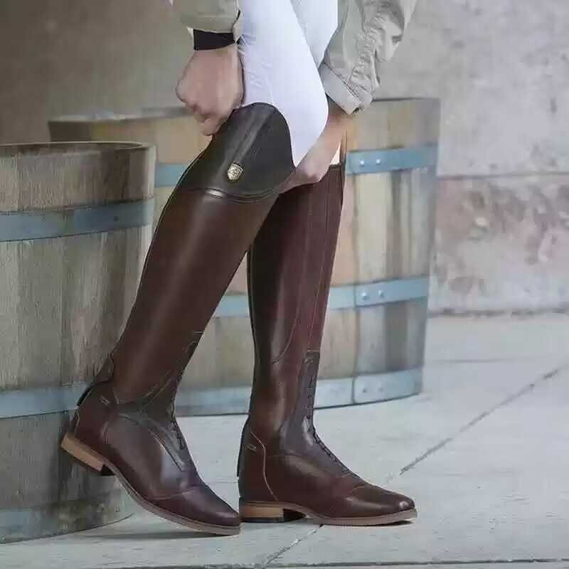 1 【Audestore】Women' Boot Leather Knee High Vintage Horse Riding Tall Boots