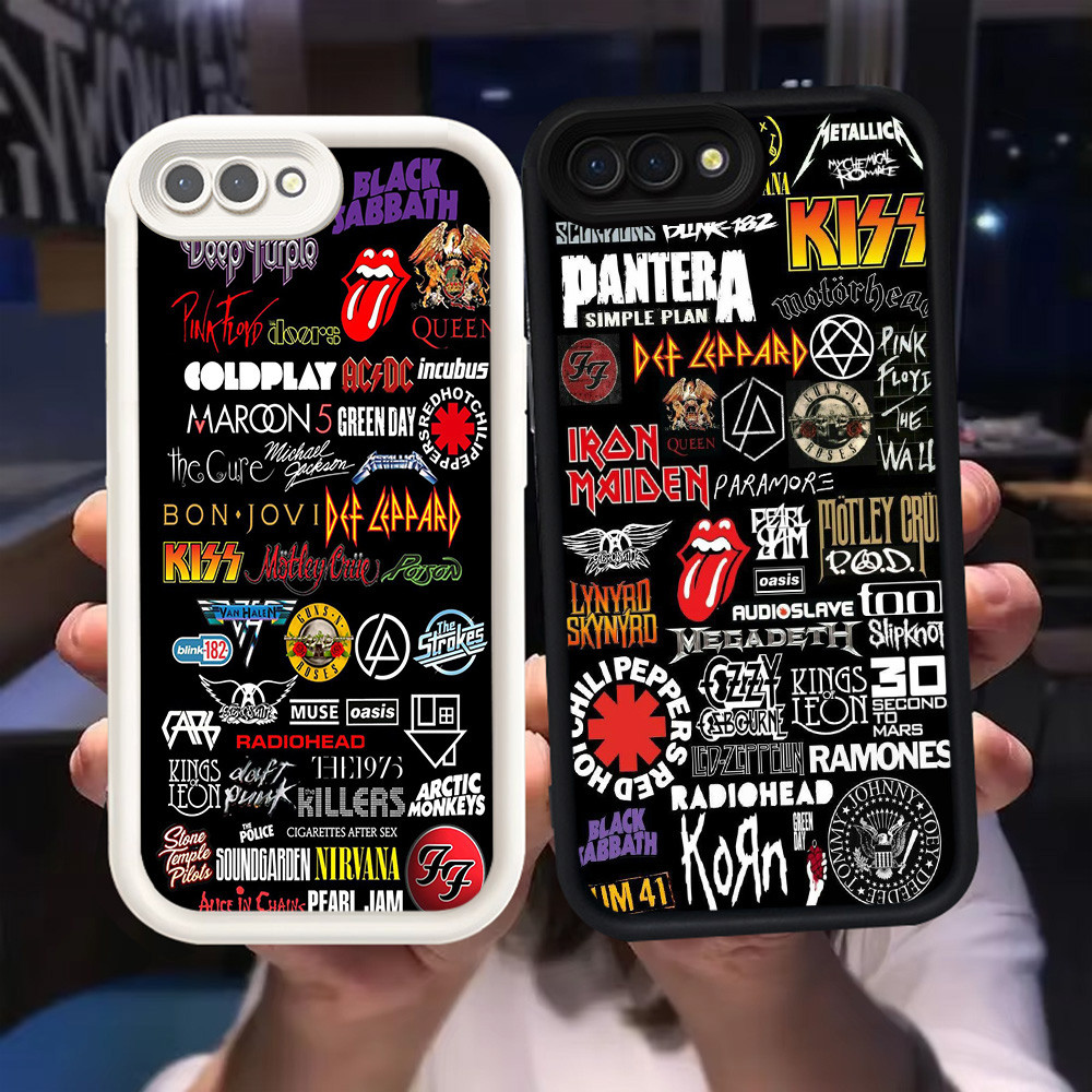 Z-48 Rock Band สีขาวสีดําสําหรับ OPPO A3S A5 A1K A12E A37 A39 A83 F5 Realme C2 C2s กรณี