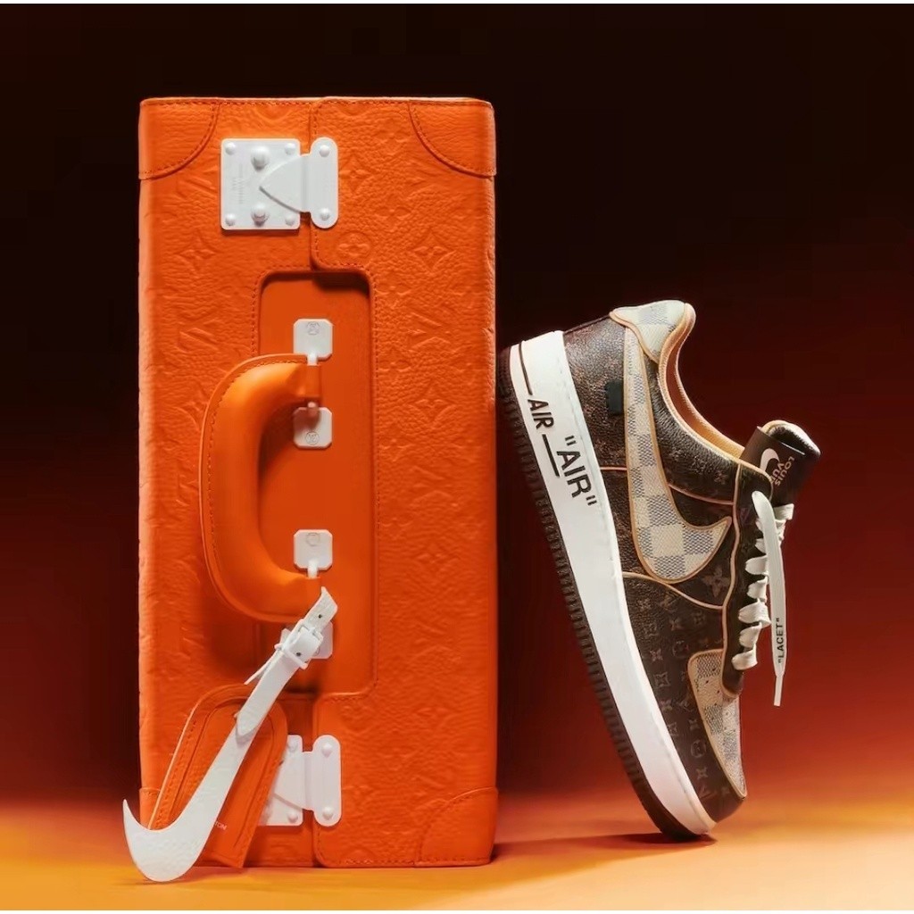 ♞,♘,♙Louis Vuitton x Nike Air Force 1 ผ้าใบแฟชั่นอันดับ 1 รองเท้า sports