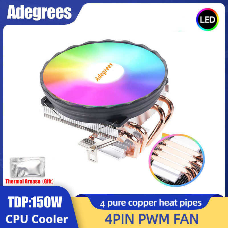 Cooler 4 Heat Pipes 3Pin/4Pin PWM 120Mm Low Profile CPU Fan For Intel LGA 1366 1150 1151 1155 1700 2